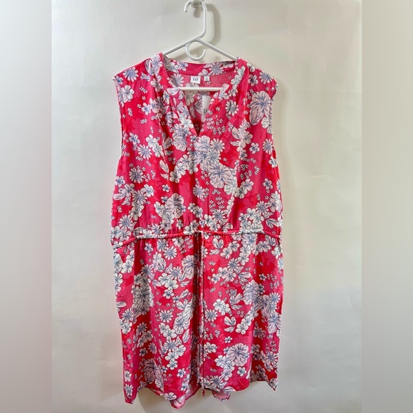 GAP Women’s Tie Waist Dress In Rayon Coral Floral Print XXL - Picture 10 of 12